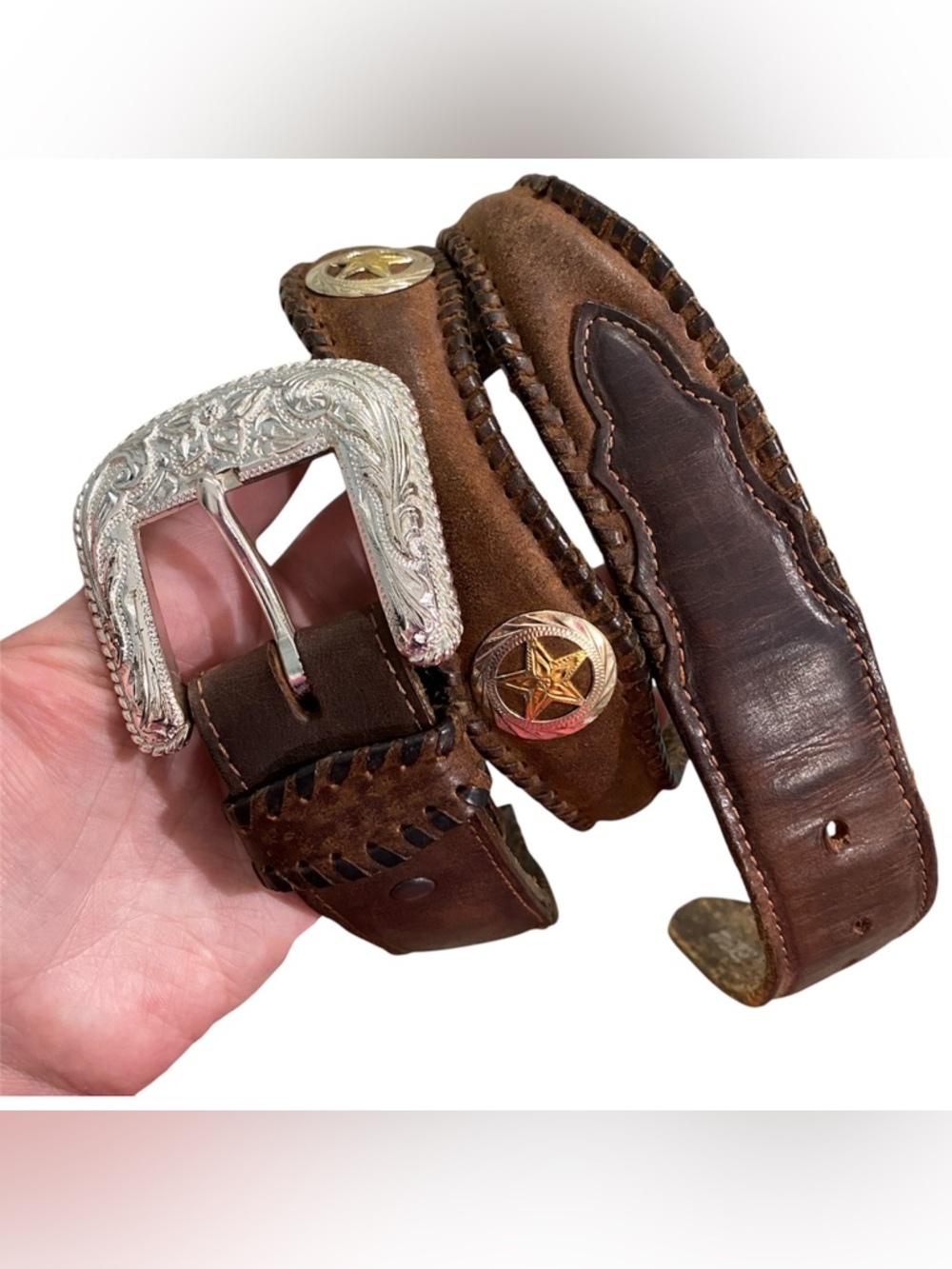 Vintage 1990s Western Leather Belt